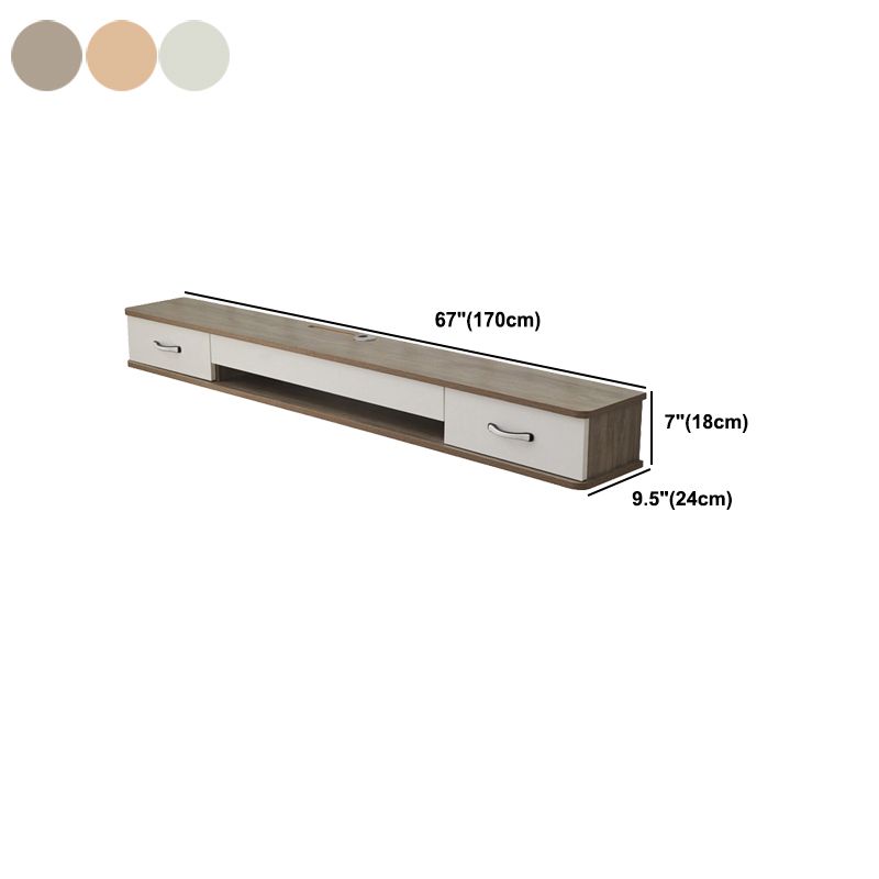 Contemporary Style Wood TV Stand Floating Cable Management TV Console
