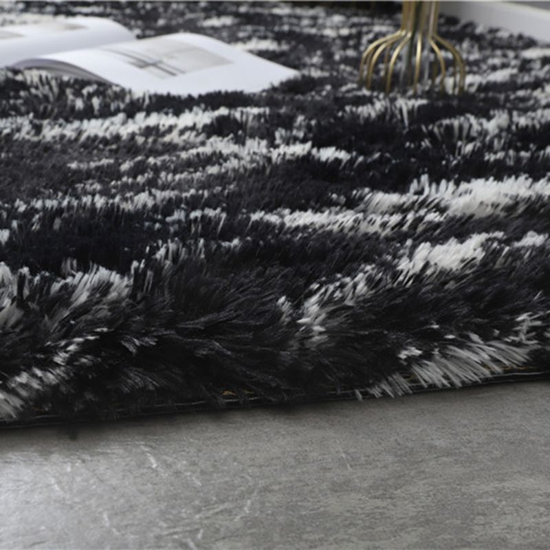 Schwarzer Plüsch Teppich Polyester Moderner Bereich Teppich nicht rutscher Backing Teppich für Wohnkultur
