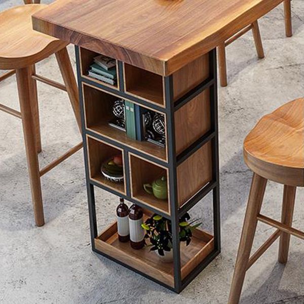 Modern 1/4/9 Pieces Bar Table Set Rectangle Pine Wood Counter Table with High Stools