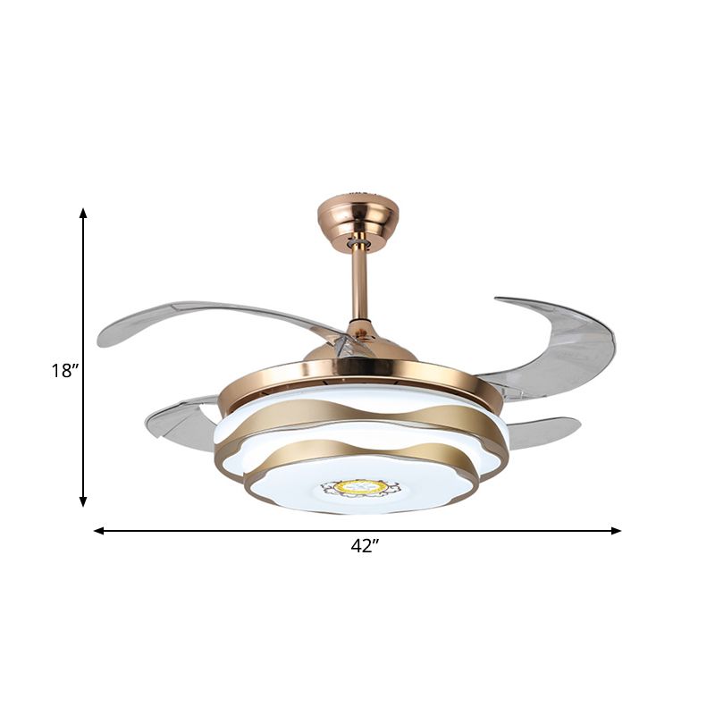 Metall Gold Anhänger Lüfterlampe kreisförmige LED 42 "breit modern