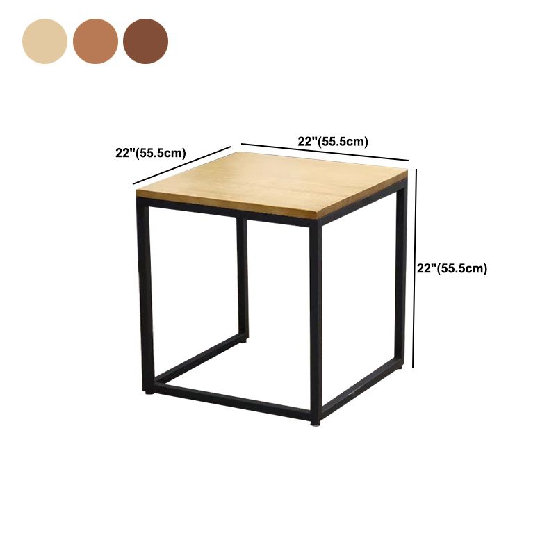 Scandinavian Nesting Coffee Table Set with Solid Wood Top and Iron Base