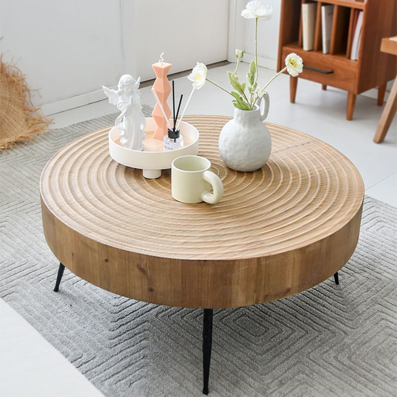 3 Legs Round Natural Finish Coffee Table Rustic Wooden Coffee Table
