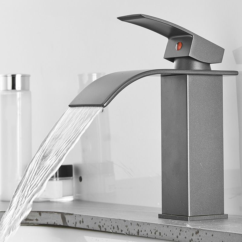 Modern Bathroom Sink Faucet Waterfall Spout Lever Handle Brass Sink Faucet