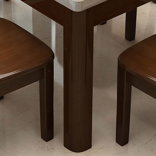 Modern Stone Rectangle Dining Table Rubber Wood Legs for Dining Room