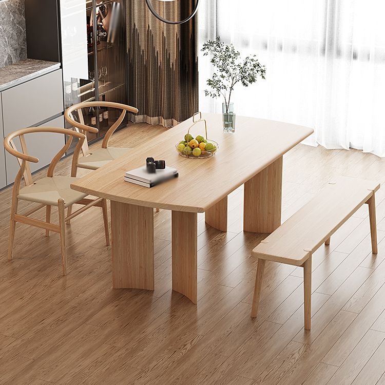 Modern Ash Wood Dinette Set 1/2/4/5 Pieces Rectangle Beige Dining Table Set