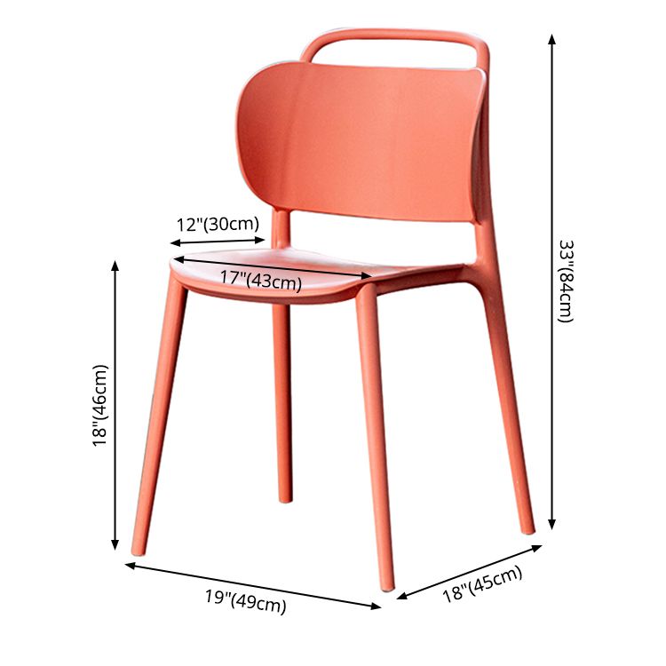 Modern Plastic Dining Chair Open Back Dining Side Armless Chair for Kitchen