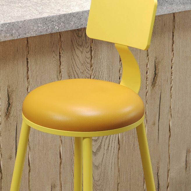 Contemporary PU Leather Bar-stool Round Seat Counter Bar Stool with Metal Legs