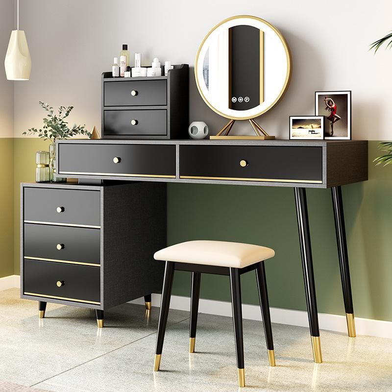 Black Make-up Vanity 15.74" Wide Wood Vanity Set with Storage Drawers