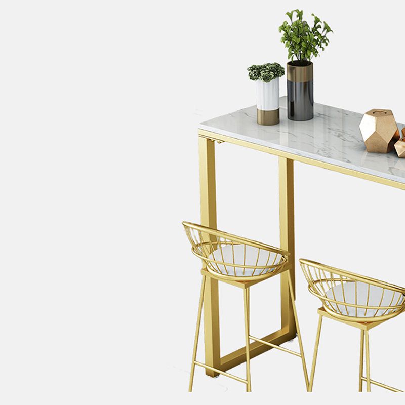 Glam 1/3 Pieces Bar Table Set Stone Counter Table with High Stools for Living Room