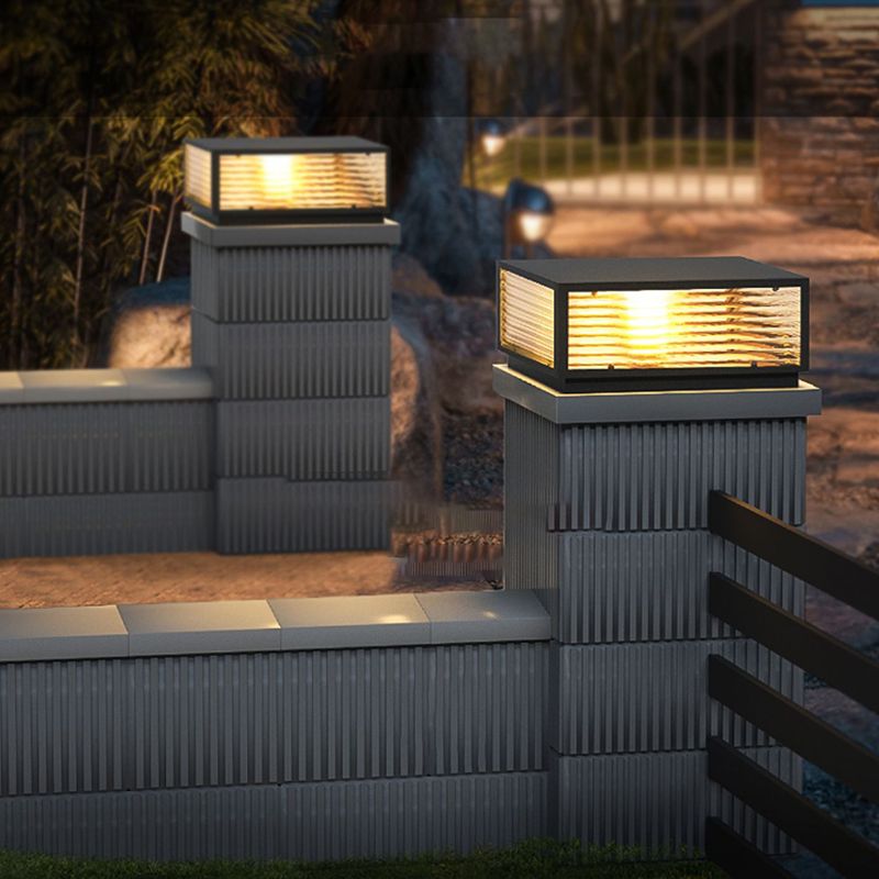Modern Simple Metal Outdoor Light Square Shape Waterproof Pillar Lamp for Outdoor