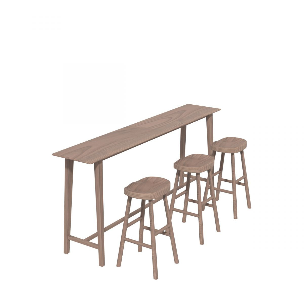1/4 Pieces Modern Rectangle Solid Wood Pub Table with High Stools