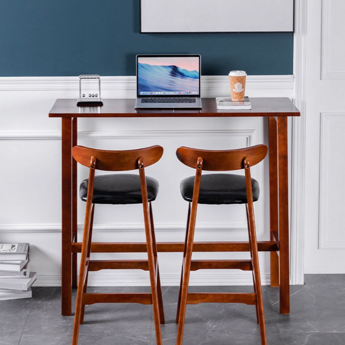 Contemporary Rectangle Bar Table Wood Bar Dining Table for Living Room