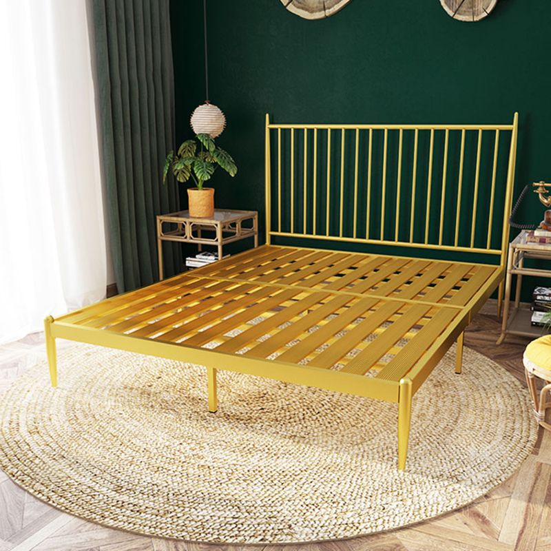 Glam Solid Color Open-Frame Bed Metal Open-Frame Bed with Headboard