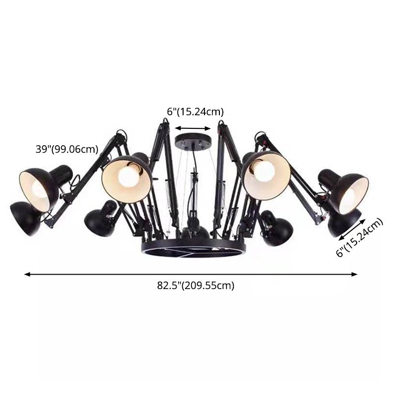 Adjustable Spider Chandelier Postmodern Metal Living Room Hanging Light with Bowl Shade