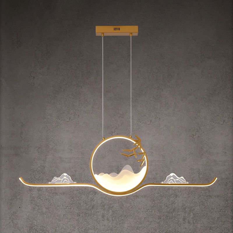 Modern LED Island Lighting Circle Metal Chandelier Light Fixture for Dining Room