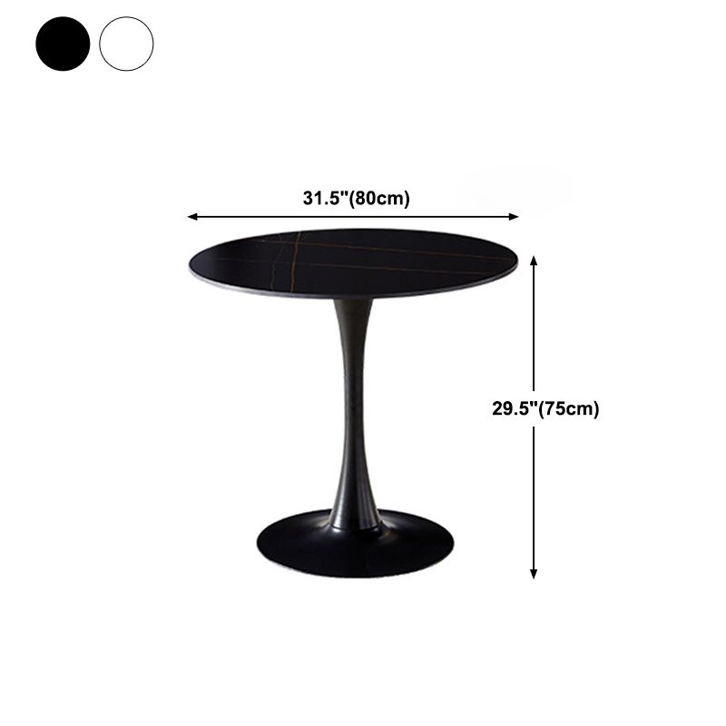 Round Dining Table Stone Top Dining Table in Black and White
