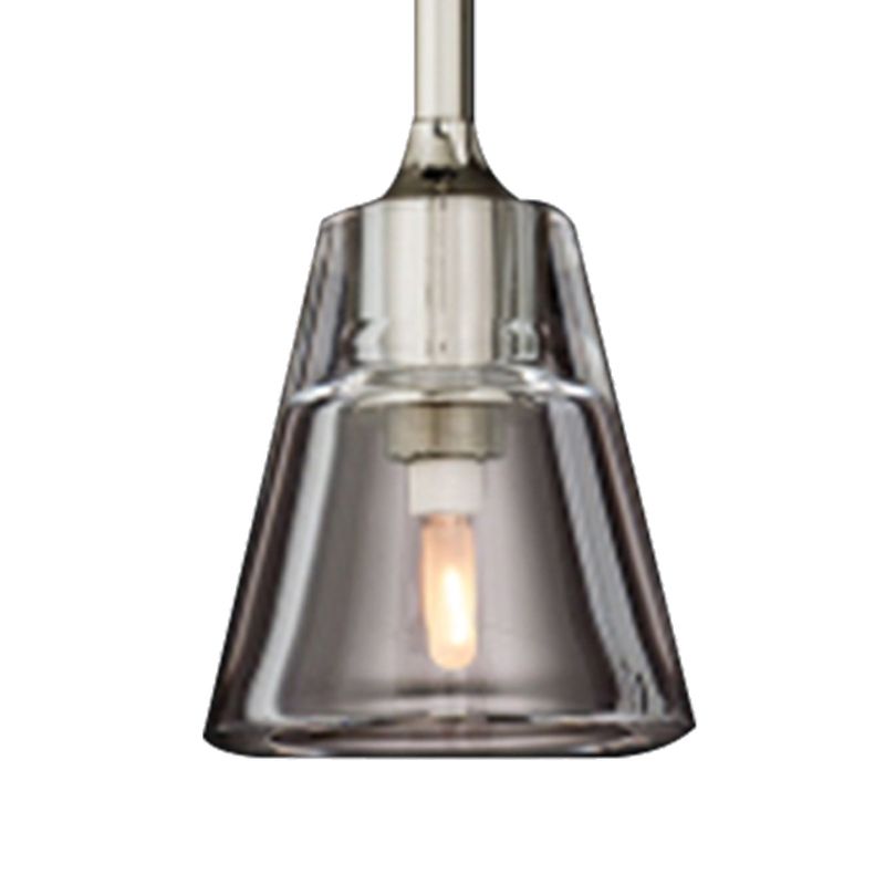 Lámpara colgante de cono negro/de latón/cromo post modernista LED doble vidrio de humo luminoso lámpara de techo