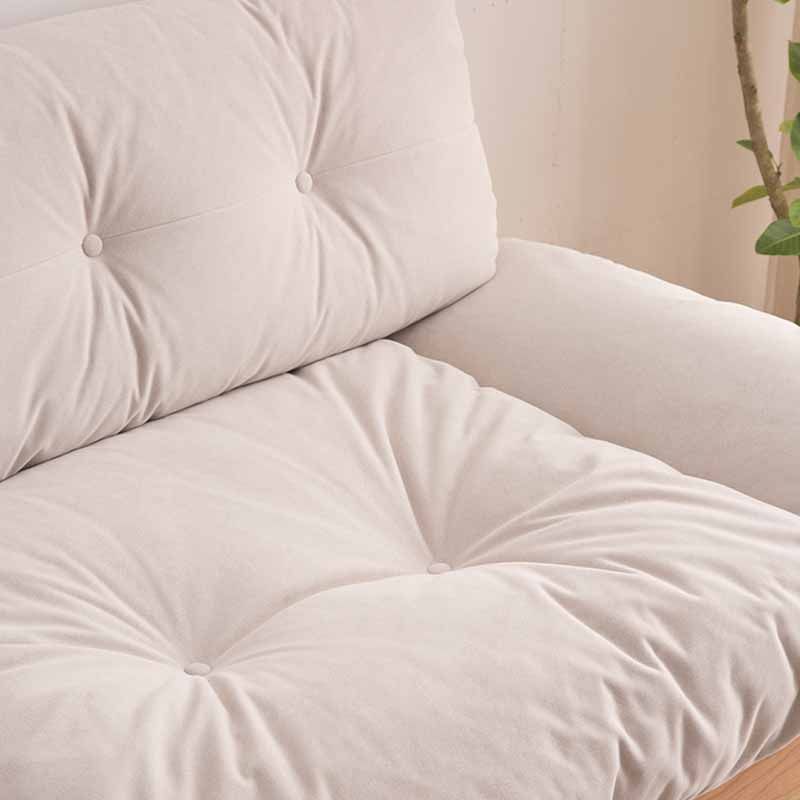 Contemporary Beige Sofa with Tufted Back and Flared Arm in Linen