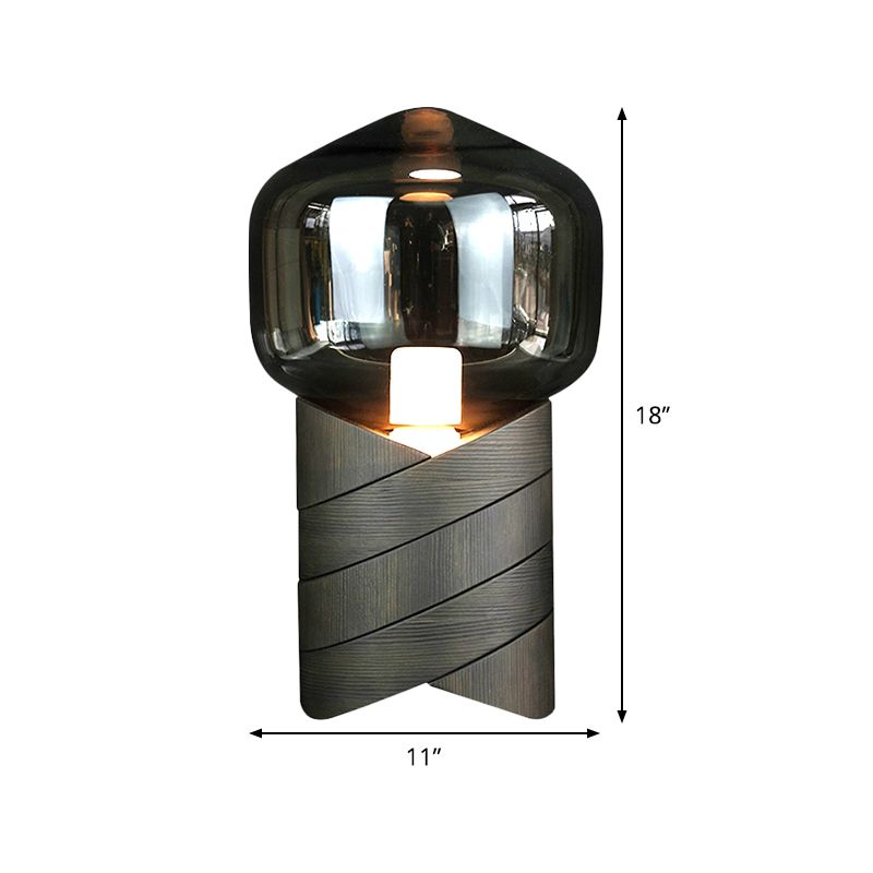 Urne Form Task Leichte moderne graue Glas 1 Glühbirnen -Nachttisch -Lampe mit Harzbasis