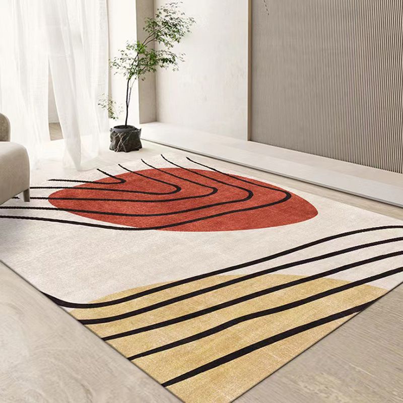 Orange Modern Carpet Polyester Color Lump Carpet Washable Rug for Living Room