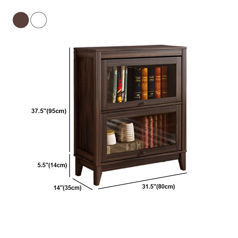 Contemporary Manufactured Wood Vertical Bookcase with Glass Doors