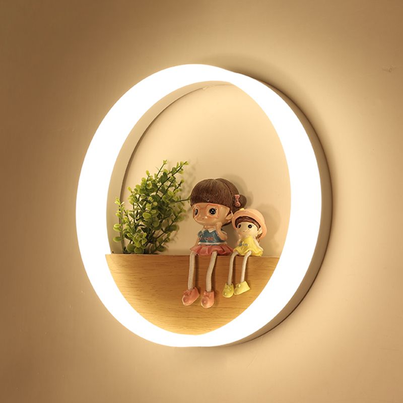 Moderne stijl ronde wandlampen hout 1 lichte wandlampen (decoratie niet inbegrepen)