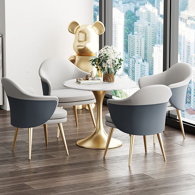 Modern Style Round Dining Table Sintered Stone Table with Tulip Base