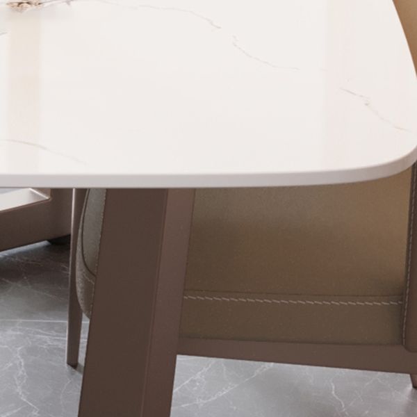 Modern Stone Rectangle Dining Table Metal Base for Dining Room