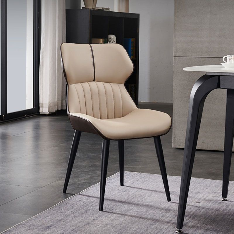 Industrial Wingback Parsons Chair for Kitchen Faux Leather Dining Chairs