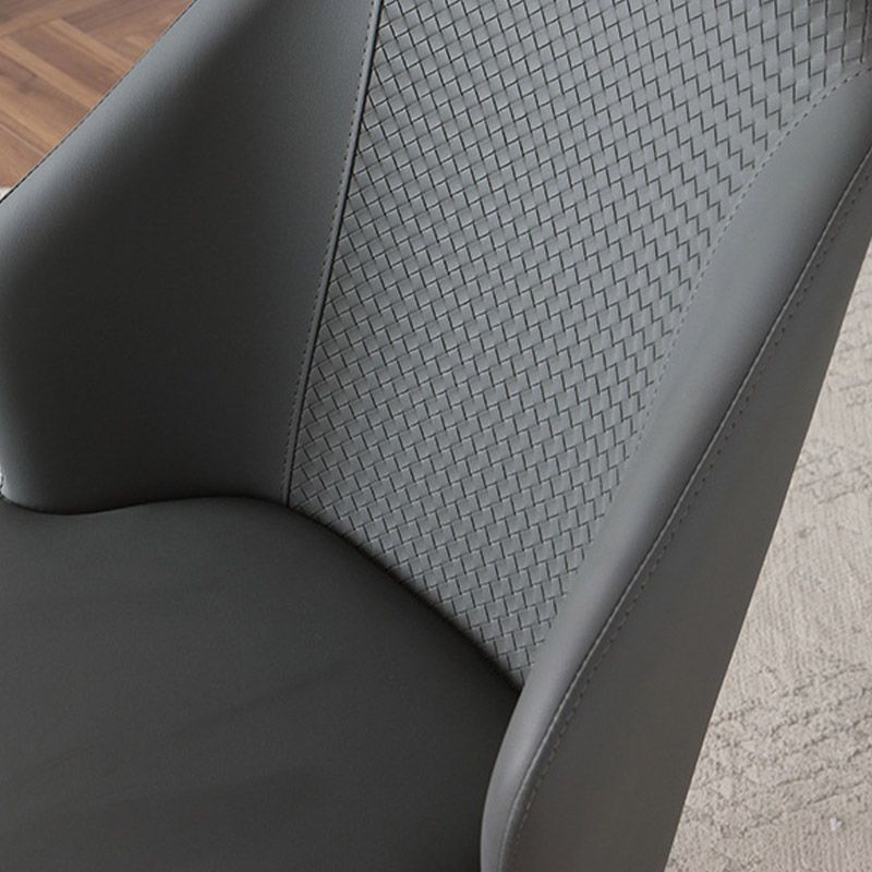 Contemporary Arm Chair Solid Back Metal Dining Room Chair for Indoor