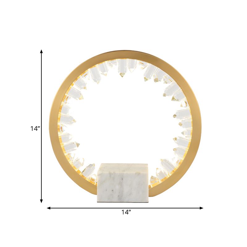 Gold Loop Table Light Modern Metal Bedside LED Night Lamp with Inner Magnet Crystal Decor