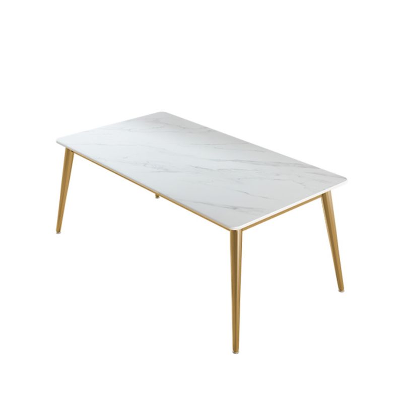 Stone Top Dining Table Set 1/2/5 Pieces Glam Rectangle Dinette Set in White