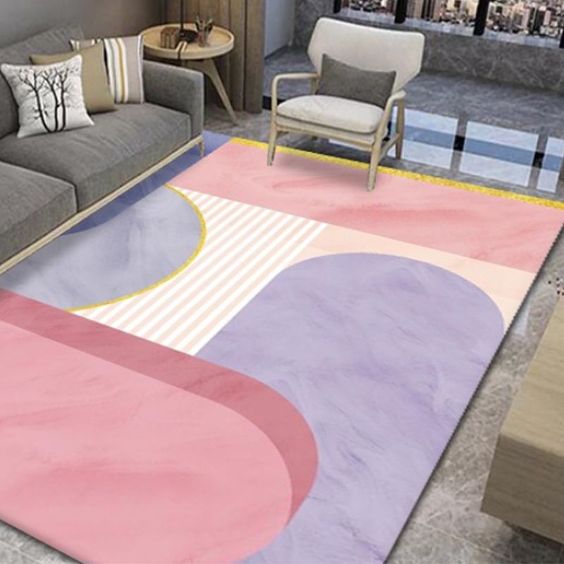 Nordic Purple Carpet Contrast Color Carpet Washable Carpet for Drawing Room