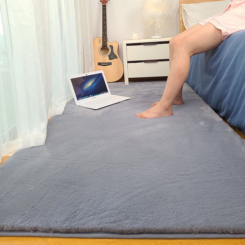 Minimalistischer Fußteppich für den Nachttisch, mehrfarbig, einfarbig, Teppich aus Kunstflaum, rutschfeste Unterseite, waschbar, schmutzabweisend