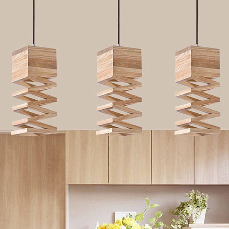 1 hoofd frame plafondlamp modernisme houten hanglamp lamp in beige voor woonkamer