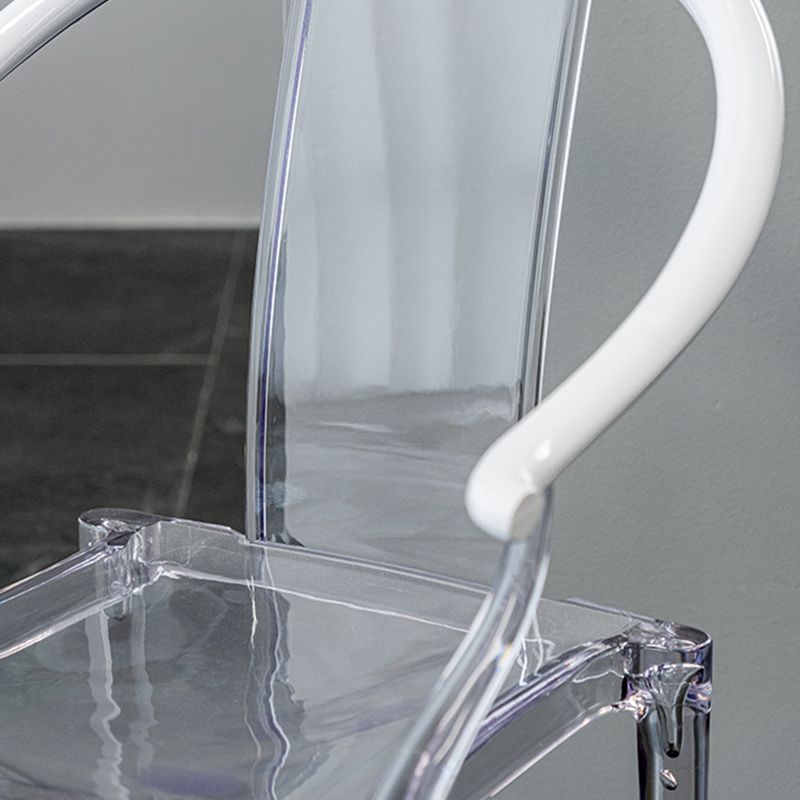 Glam Acrylic Frame Dining Armchair Slat Back Stacking Arm Chair