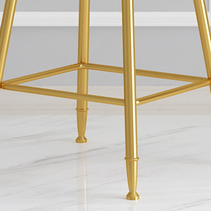 Glam Armless Backrest Counter Stool Iron Cafe Bar Stool with Pedal and Velvet Cushion