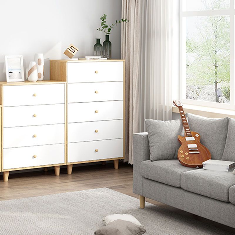 Contemporary Bedroom Chest Engineered Wood Storage Chest with Drawers