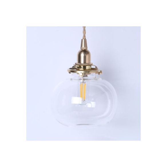 Modern Oval Pendant Light with Brass Lamp Socket Glass 1 Light Suspension Light for Cloth Shop