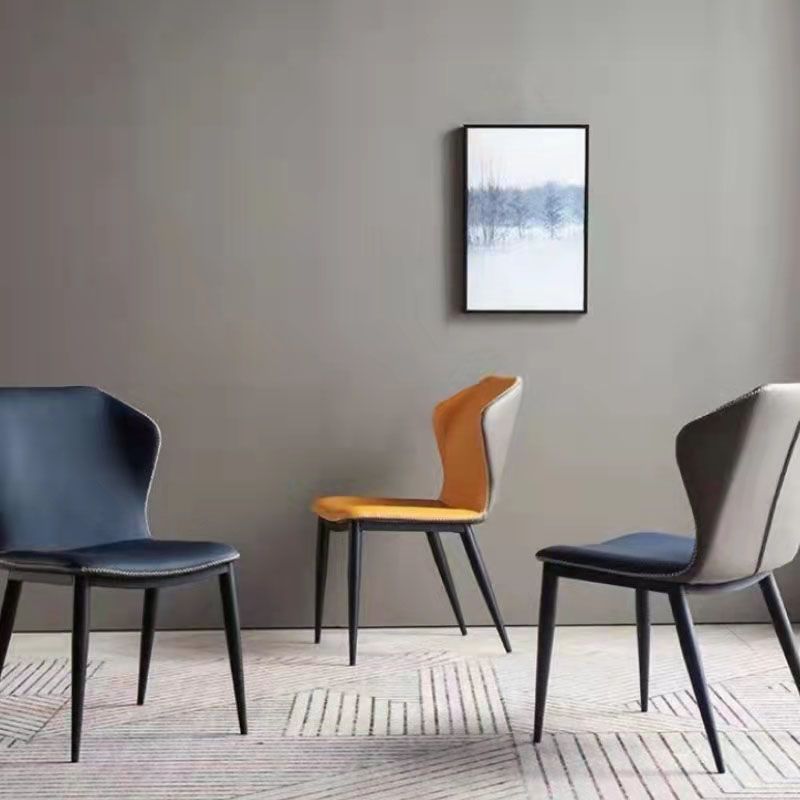 Silla de comedor de cuero contemporánea con respaldo lateral para sala de conferencias