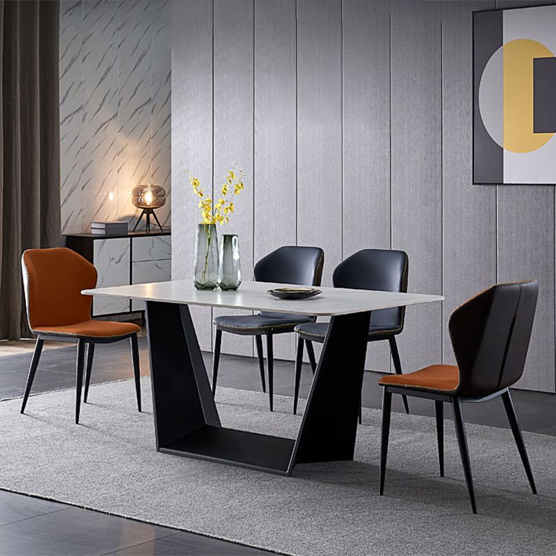 Silla de estilo contemporáneo que cena sillas laterales sin brazos con patas de metal para cocina
