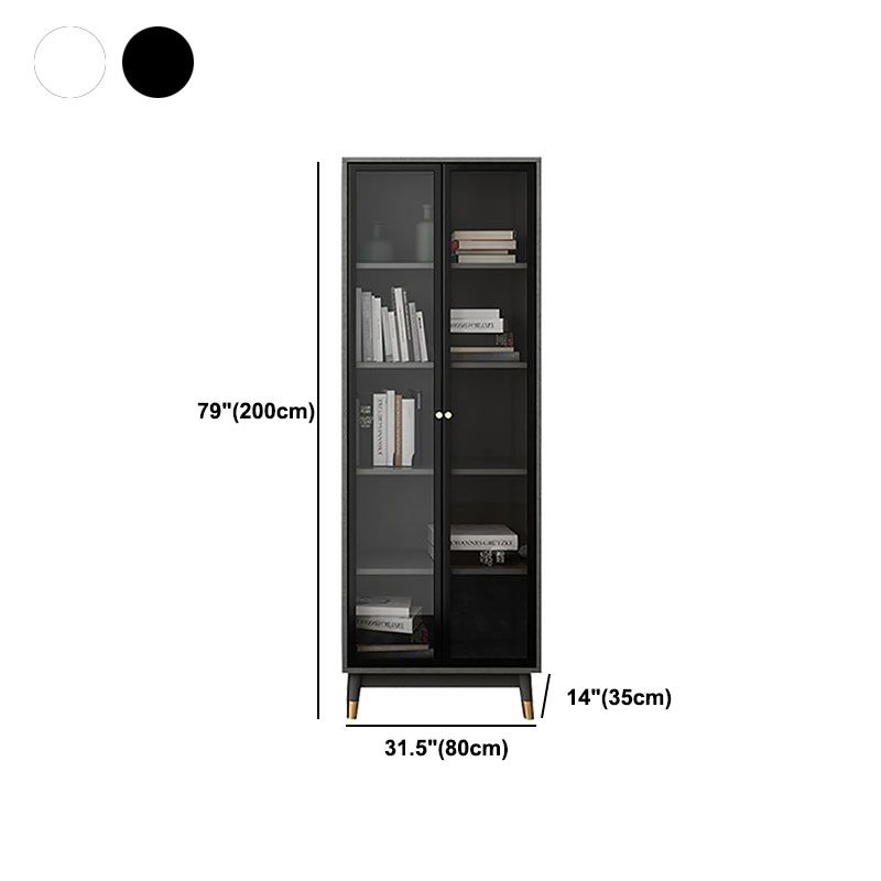 Glam Standard Bookcase Metal Frame Manufactured Wood Shelf Bookshelf with Glass Door
