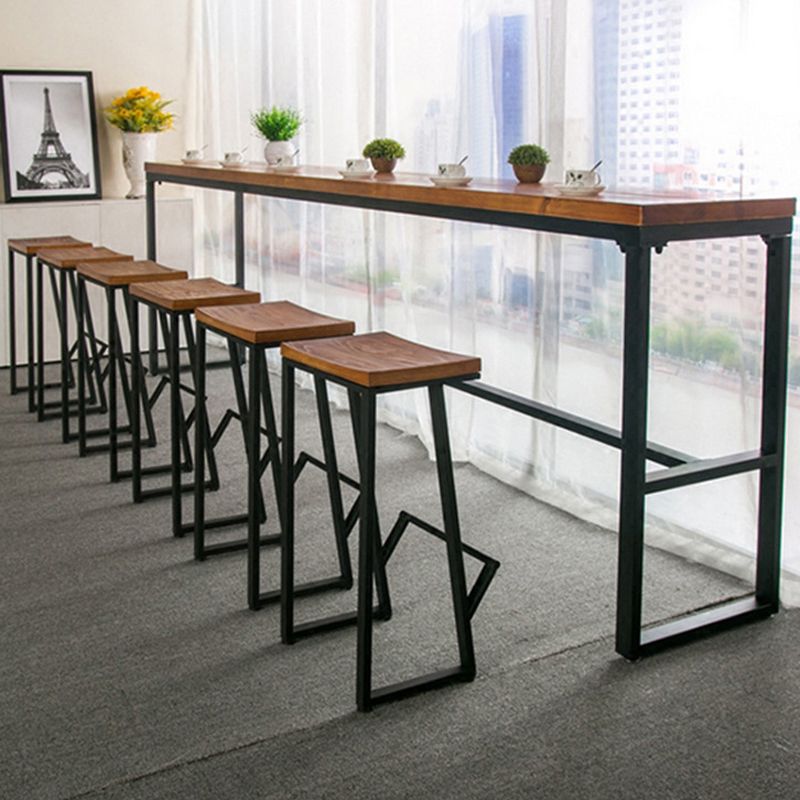 Modern Solid Wood Bar Set Coffee Shop 1/2/7 Pieces Rectangle Table and Stool Set