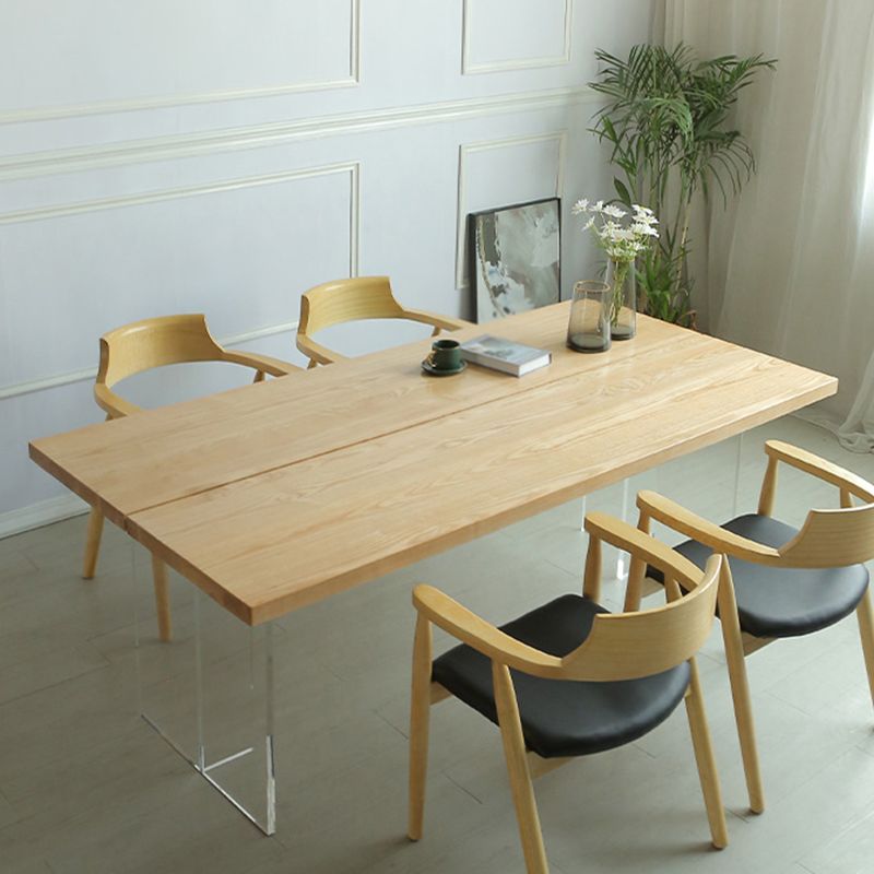 Industrial Solid Wood Dining Table Rectangle Standard Table with Double Pedestal Base