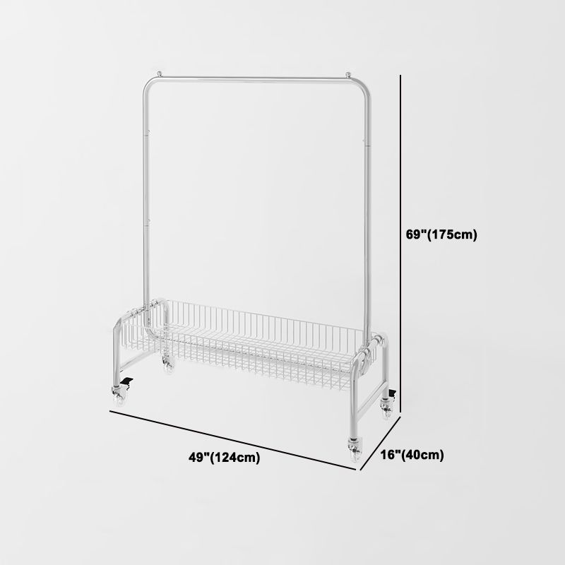 Contemporary Style Wardrobe Metal Open Wardrobe with Wheels for Home