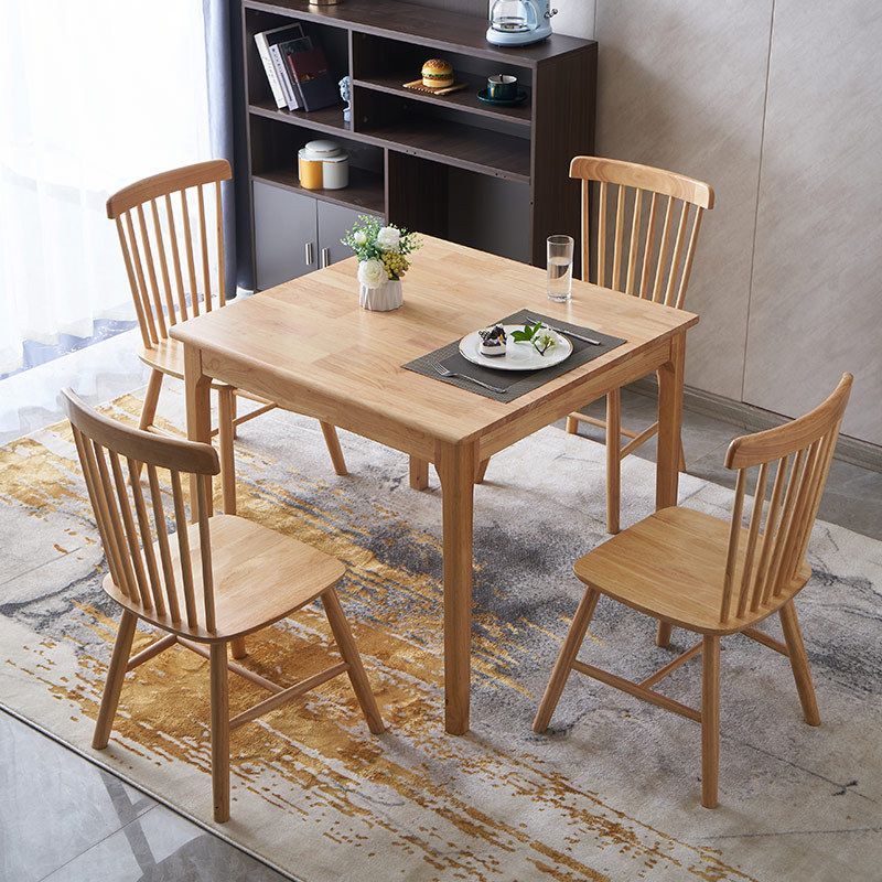 Dining Room Kitchen Table Rubberwood Solid Wood Square Dining Table