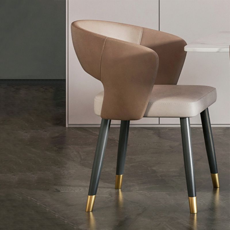 Modern Arm Chair Faux Leather Open Back Dining Room Chair for Indoor