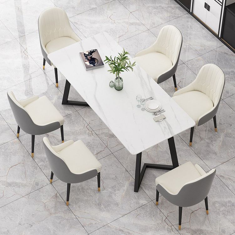 Modern Rectangle Dining Table Set 1/4/7 Pieces Dinette Set with Sintered Stone Top