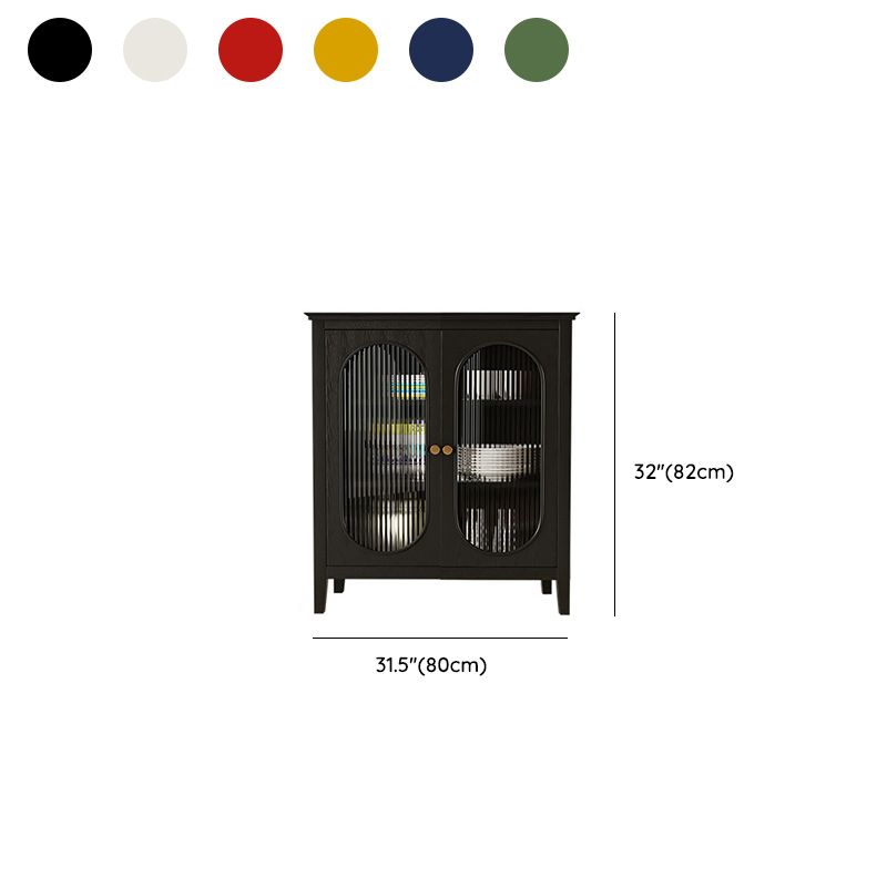 Contemporary Display Stand Pine Hutch Cabinet with Doors for Dining Room