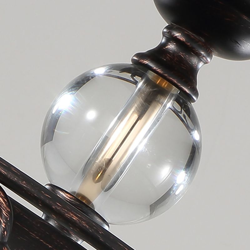 3-Lights Drum Ceiling Light with Romantic Crystal Drops Design Wrought Iron Semi Flush-mount Lighting Fixture in Rust